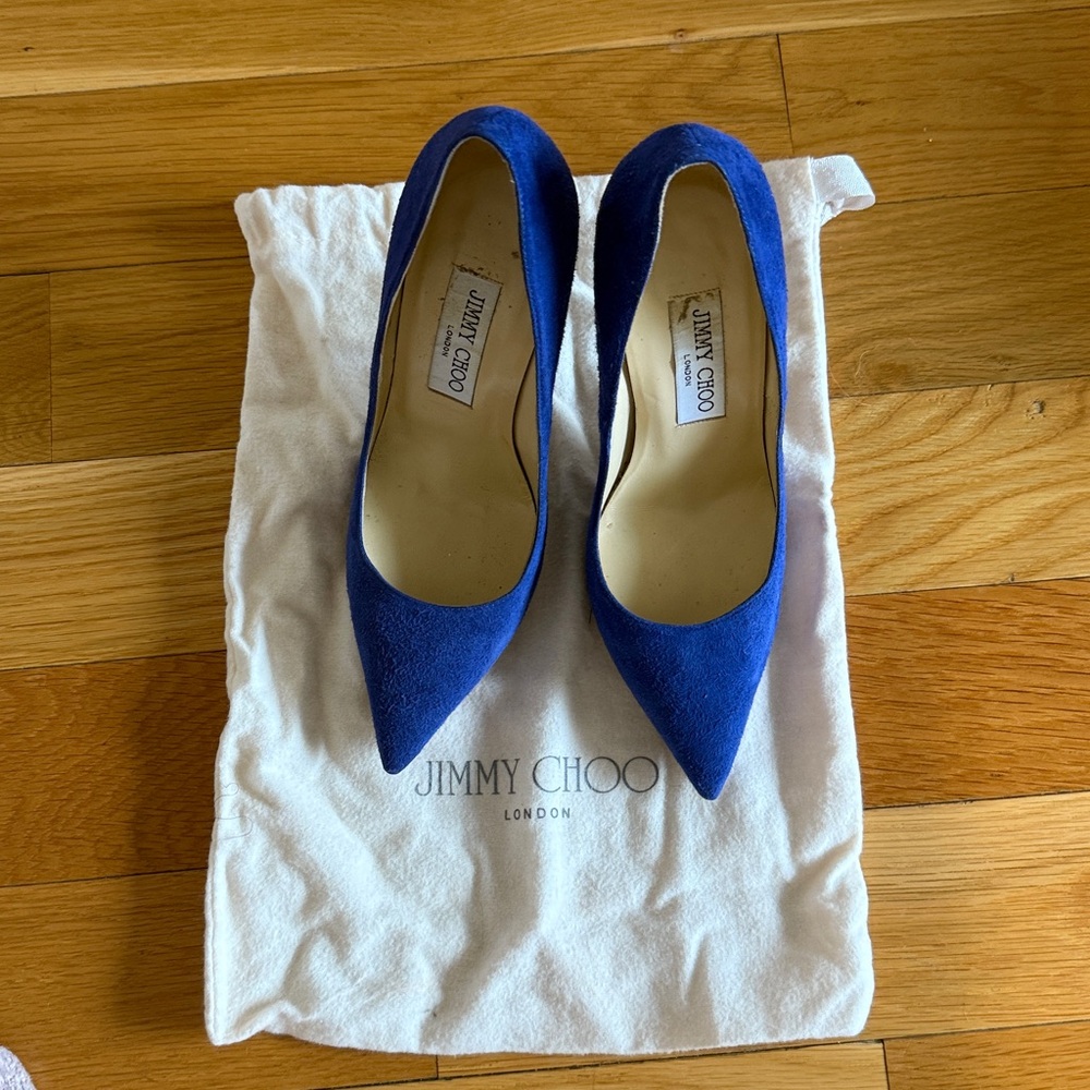 Jimmy Choo Blue Suede Pumps - Size 36.5